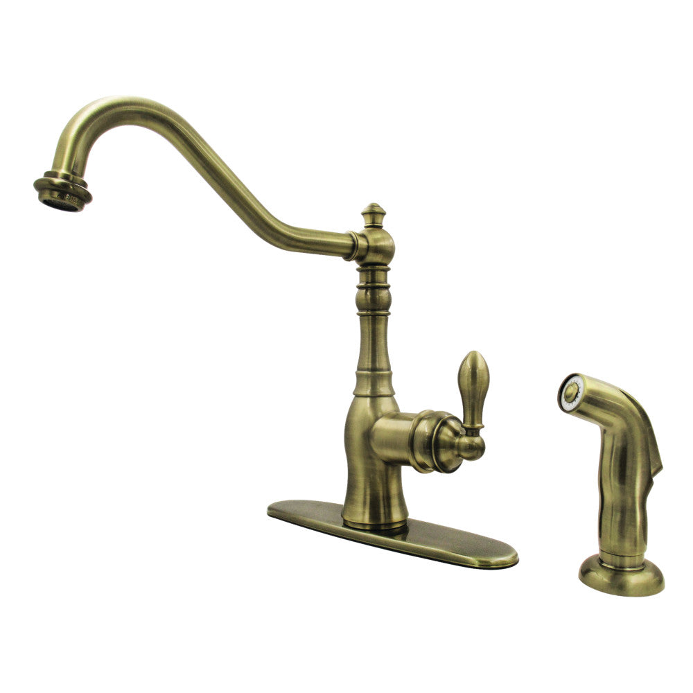 American Classic One Handle Kitchen Faucet in Antique Brass