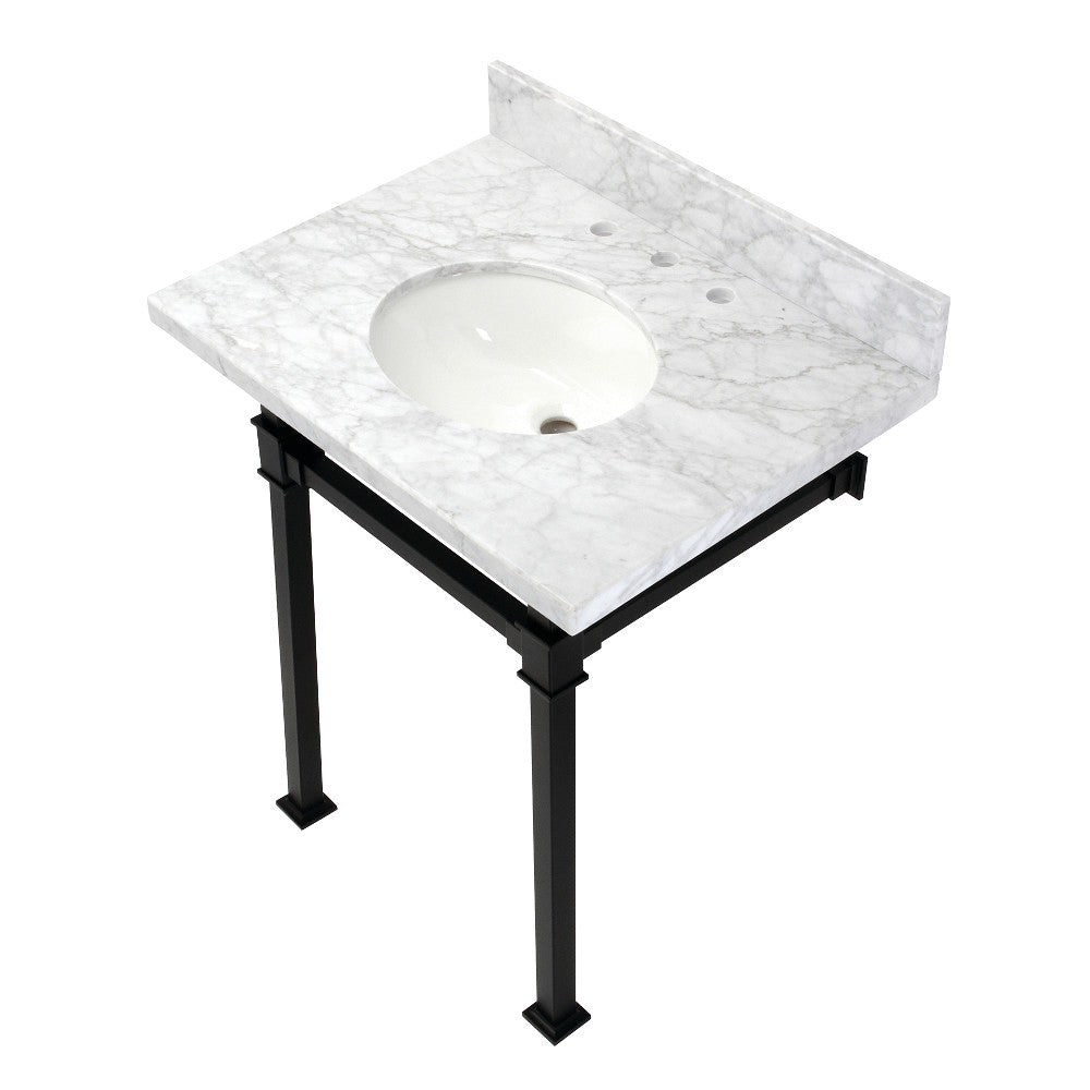 Monarch 30 Inch Console Sink in Carrara Marble