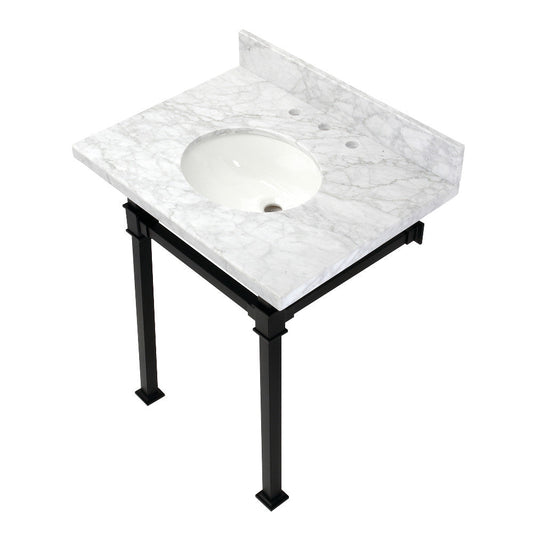 Monarch 30 Inch Console Sink in Carrara Marble