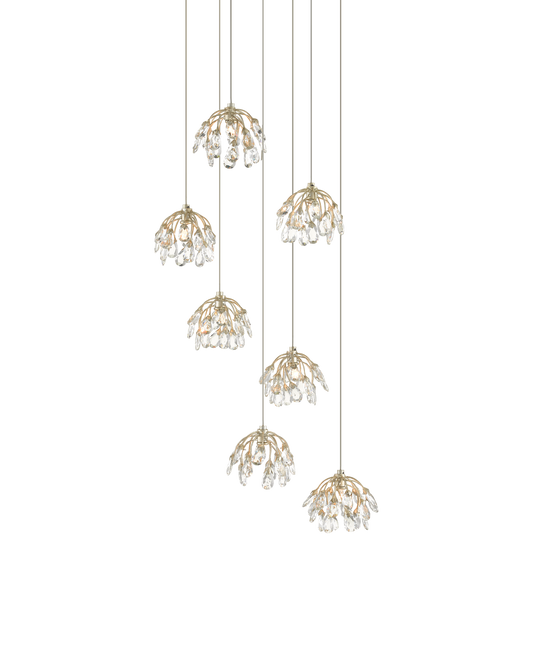 Crystal Bud 7-Light Round Multi-Drop Pendant