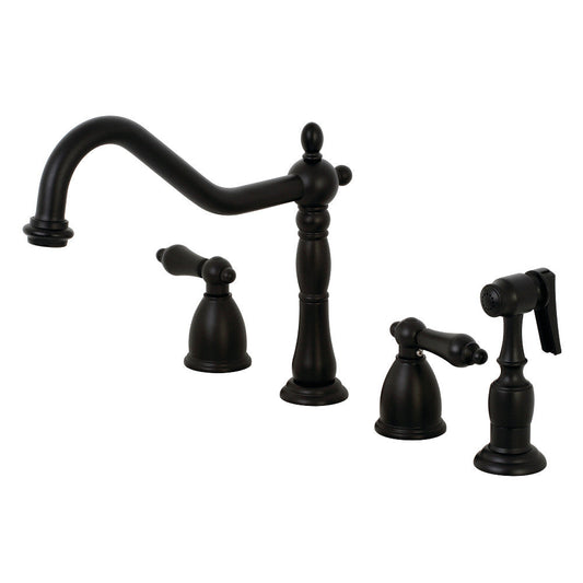 Heritage Widespread Kitchen Faucet in Matte Black