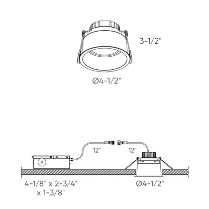 4 Inch Round Indoor/Outdoor Regressed Gimbal Down Light - universal 120V-347V, 0-10V dimming