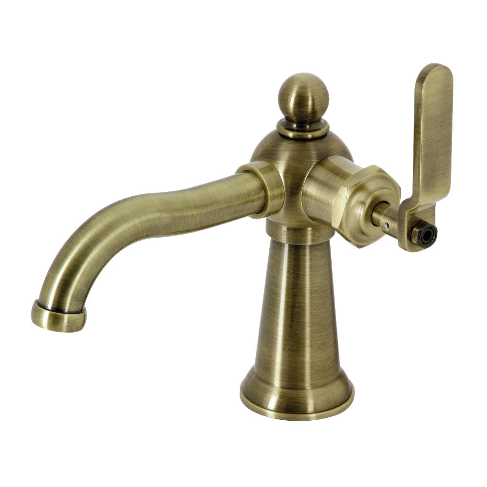 Knight Single-Hole Bathroom Faucet in Antique Brass