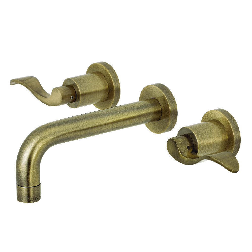 NuWave Wall-Mount Bathroom Faucet in Antique Brass