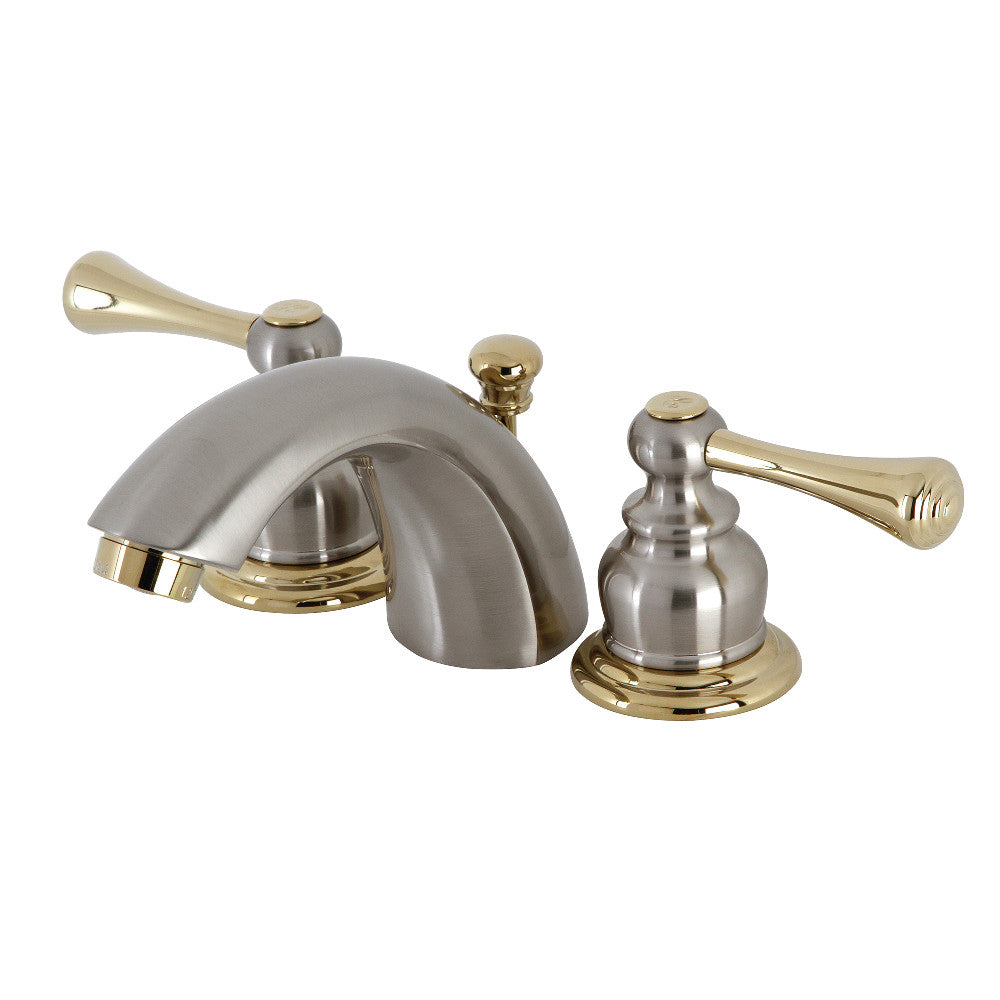 Vintage Mini-Widespread Bathroom Faucet in Brushed Nickel/Polished Brass