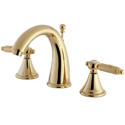 Georgian Widespread Bathroom Faucet in Polished Brass
