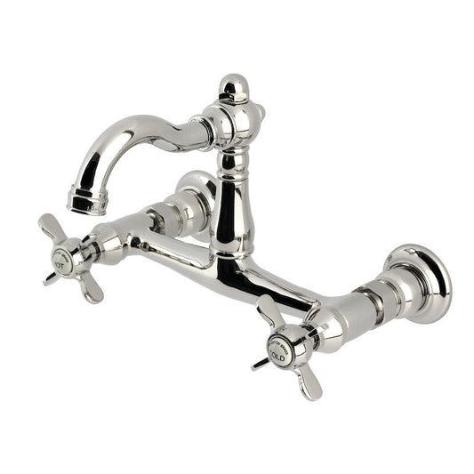 Vintage Wall Mount Kitchen Faucet in Polished Nickel