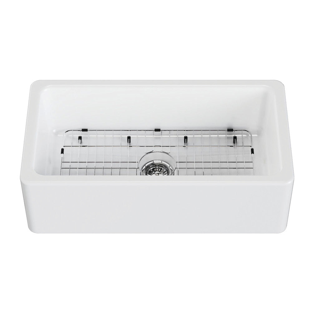 Kaolin 33.13 Inch Farmhouse Kitchen Sink in White