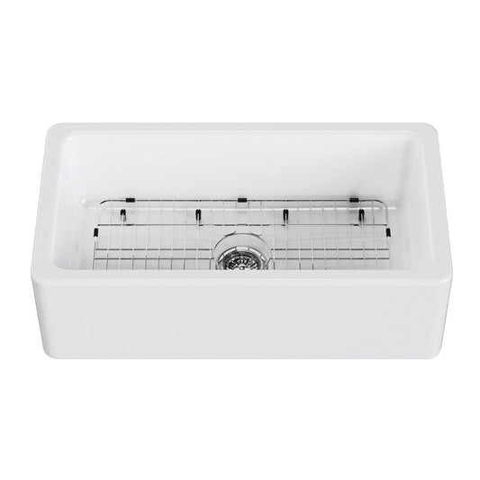 Kaolin 33.13 Inch Farmhouse Kitchen Sink in White