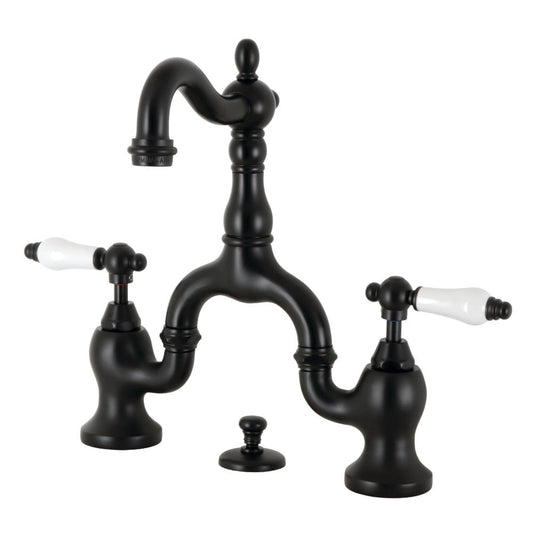 English Country Bridge Bathroom Faucet in Matte Black