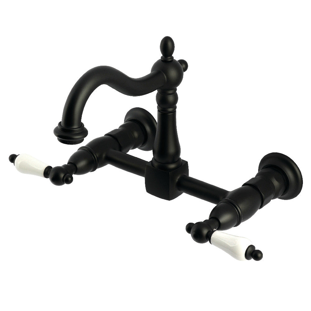 Heritage Wall Mount Kitchen Faucet in Matte Black