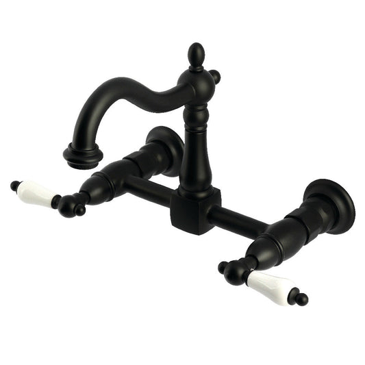Heritage Wall Mount Kitchen Faucet in Matte Black