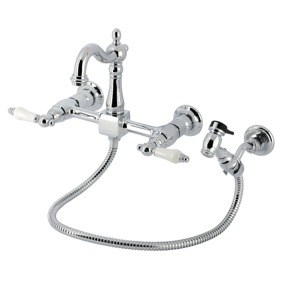 Heritage Wall Mount Kitchen Faucet in Polished Chrome