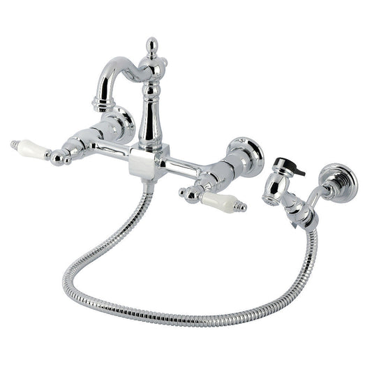 Heritage Wall Mount Kitchen Faucet in Polished Chrome