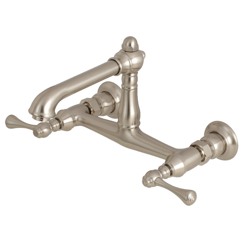 English Country Wall-Mount Bathroom Faucet in Brushed Nickel