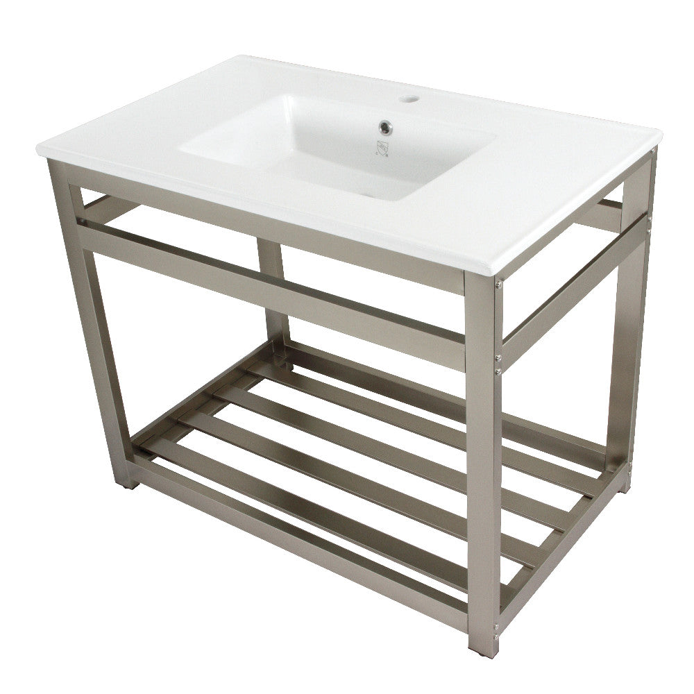 Quadras 37.38 Inch Console Sink in White