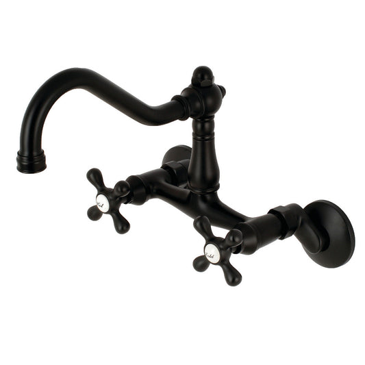 Vintage Wall Mount Kitchen Faucet in Matte Black