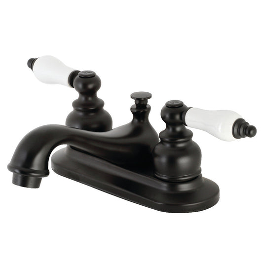 Restoration 4 Inch Centerset Bathroom Faucet in Matte Black