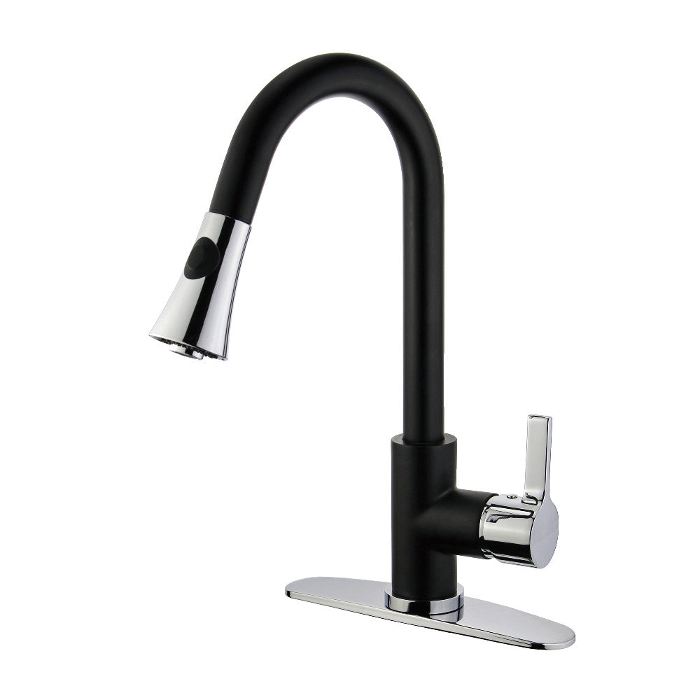 Continental Pull-Down Kitchen Faucet in Matte Black/Polished Chrome
