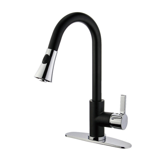 Continental Pull-Down Kitchen Faucet in Matte Black/Polished Chrome