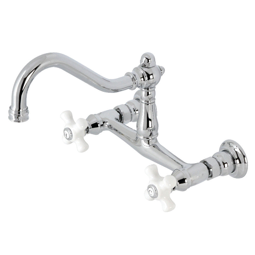 Vintage Wall-Mount Bathroom Faucet in Polished Chrome