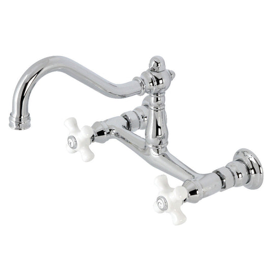 Vintage Wall-Mount Bathroom Faucet in Polished Chrome