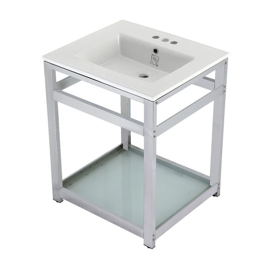Quadras 25.19 Inch Console Sink in White