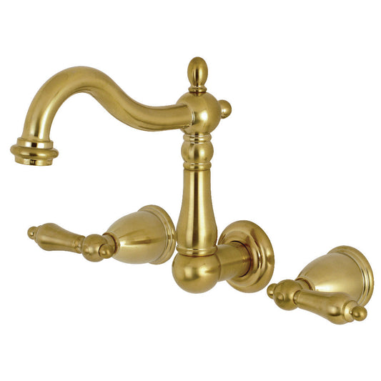 Heritage Wall-Mount Bathroom Faucet in Brushed Brass