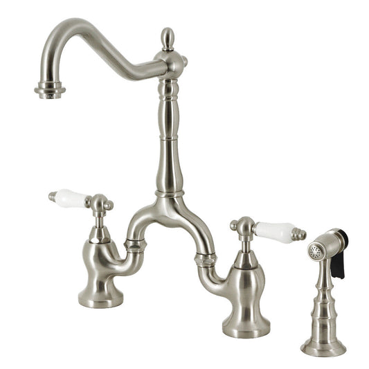 English Country Bridge Kitchen Faucet in Brushed Nickel