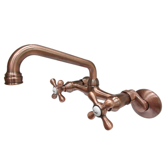 Kingston Wall Mount Kitchen Faucet in Antique Copper