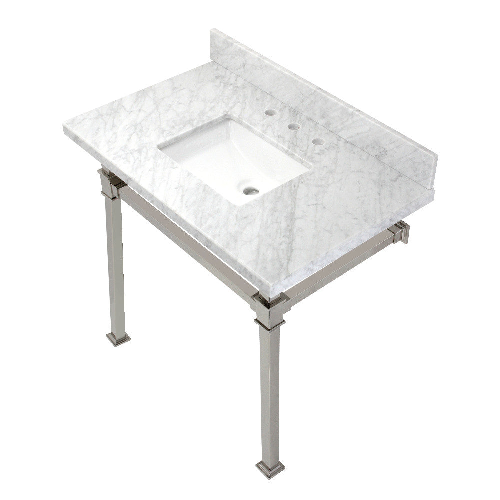 Monarch 36 Inch Console Sink in Carrara Marble