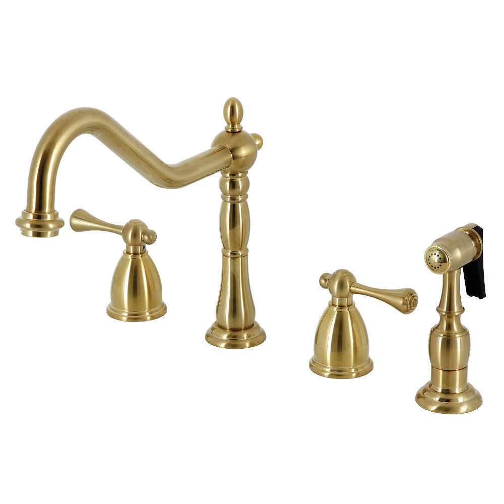 Heritage Widespread Kitchen Faucet in Brushed Brass