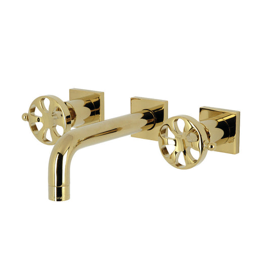 Belknap Wall-Mount Bathroom Faucet in Polished Brass