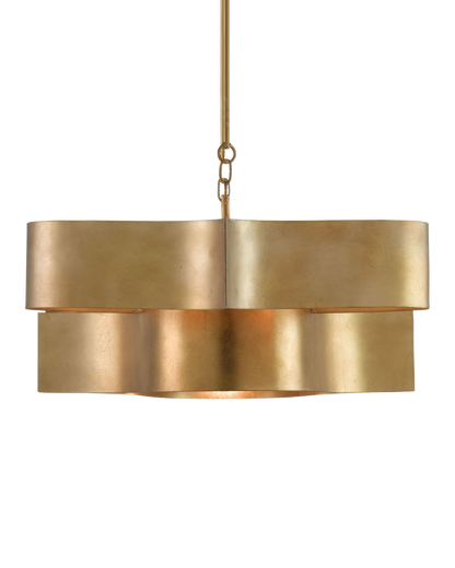 Grand Lotus Gold Oval Chandelier