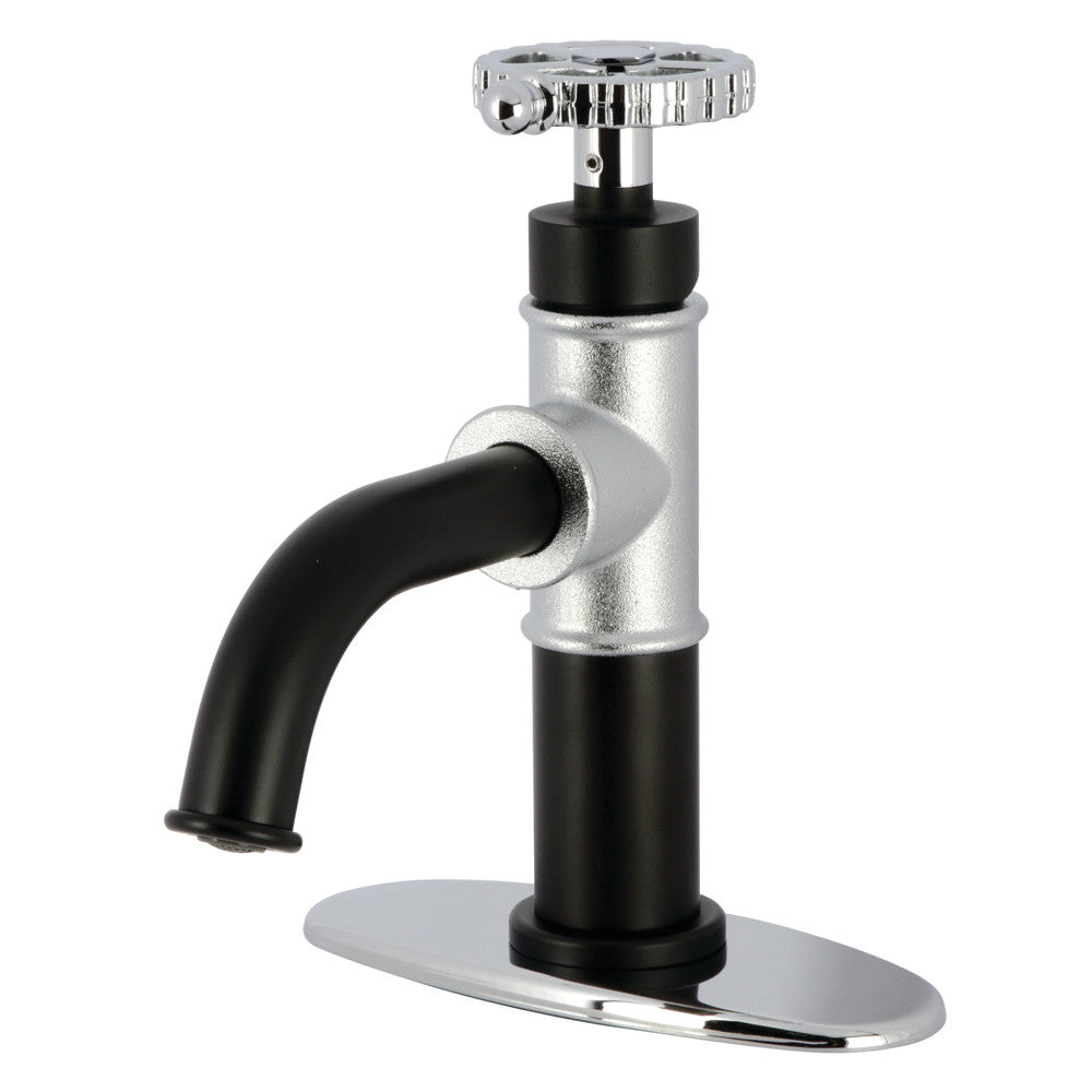 Fuller Single-Hole Bathroom Faucet in Matte Black/Polished Chrome