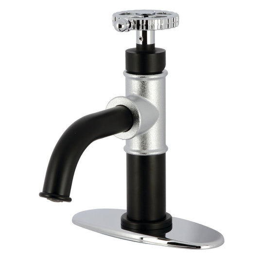 Fuller Single-Hole Bathroom Faucet in Matte Black/Polished Chrome