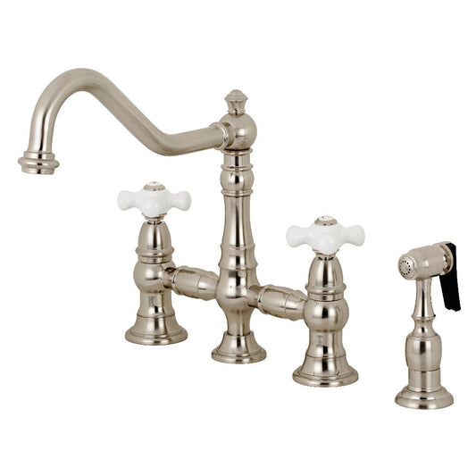 Restoration Bridge Kitchen Faucet in Brushed Nickel