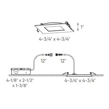 4 Inch Square LED Recessed Panel Light with Multi Trim