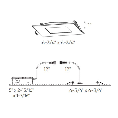 6 Inch Square LED Recessed Panel Light with Multi Trim