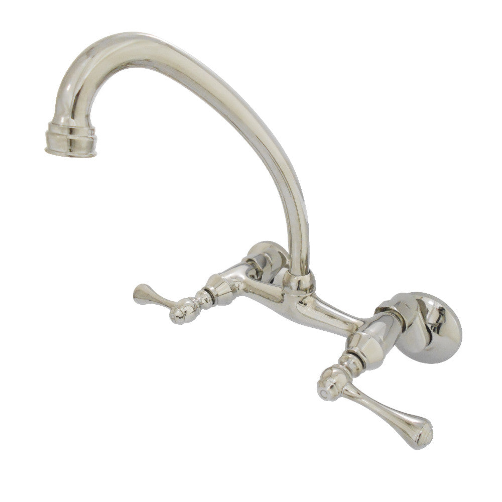 Kingston Wall Mount Kitchen Faucet in Polished Nickel