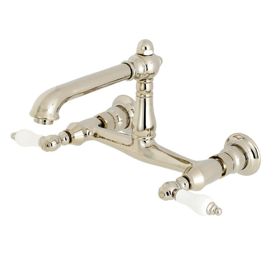 English Country Wall-Mount Bathroom Faucet in Polished Nickel