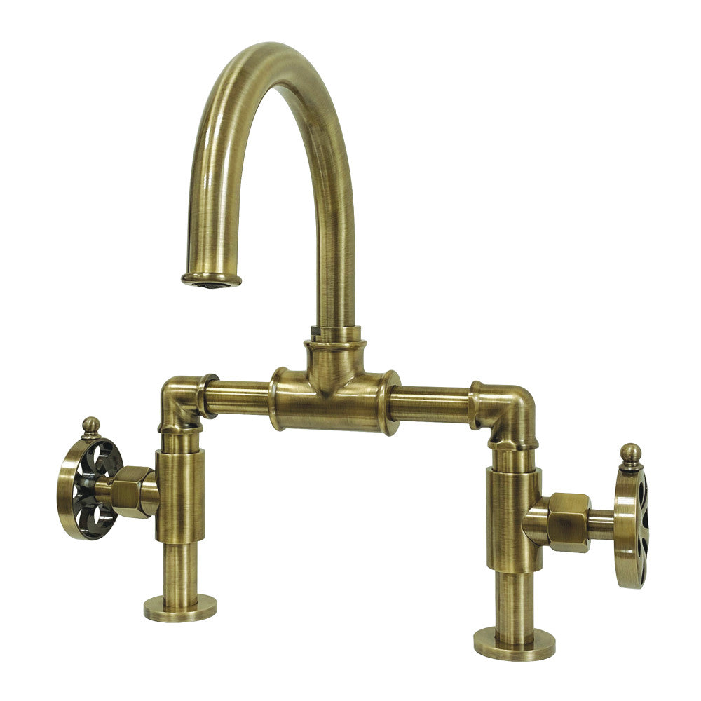 Belknap Bridge Bathroom Faucet in Antique Brass