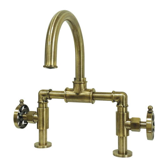 Belknap Bridge Bathroom Faucet in Antique Brass