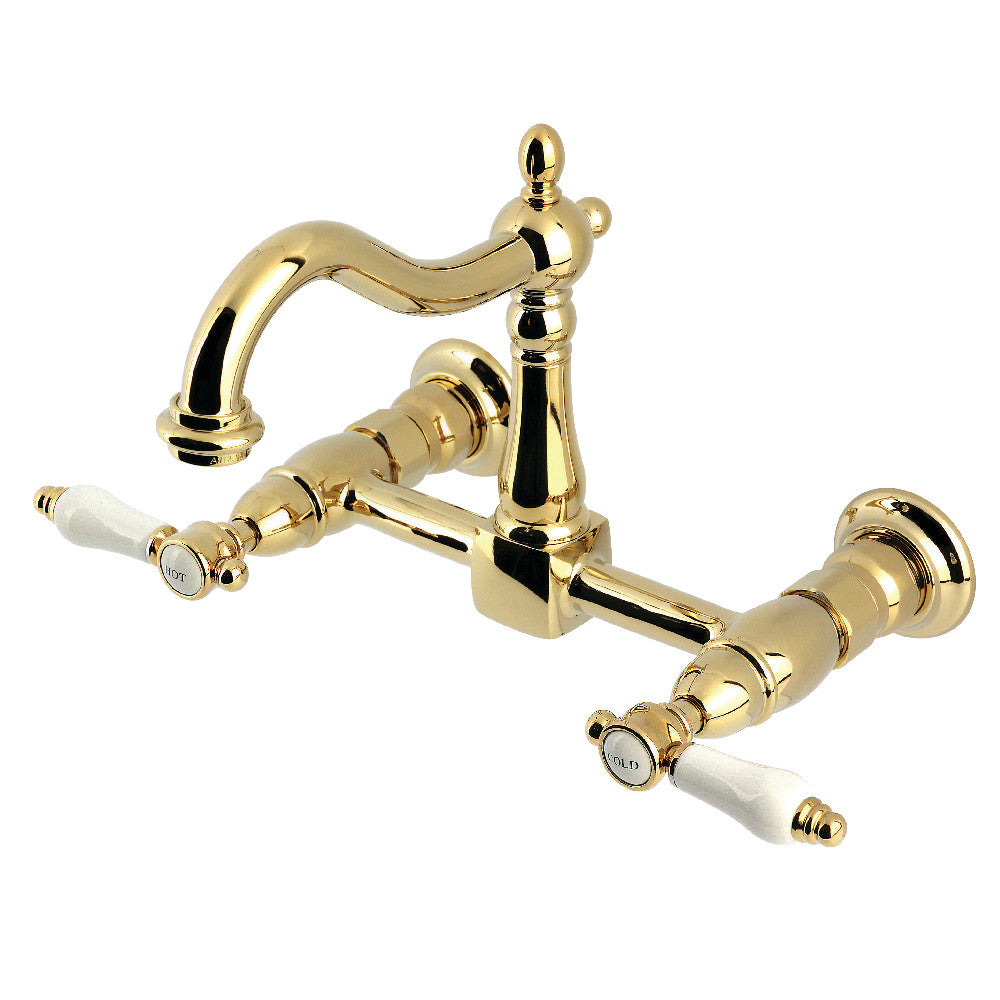 Bel-Air Wall Mount Kitchen Faucet in Polished Brass