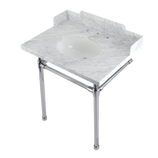 Dreyden 30 Inch Console Sink in Carrara Marble