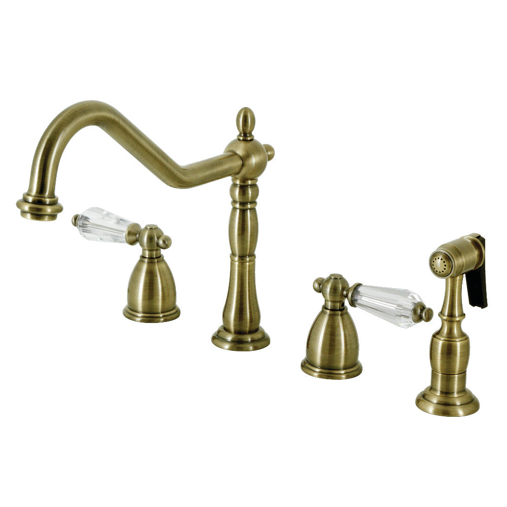 Wilshire Widespread Kitchen Faucet in Antique Brass