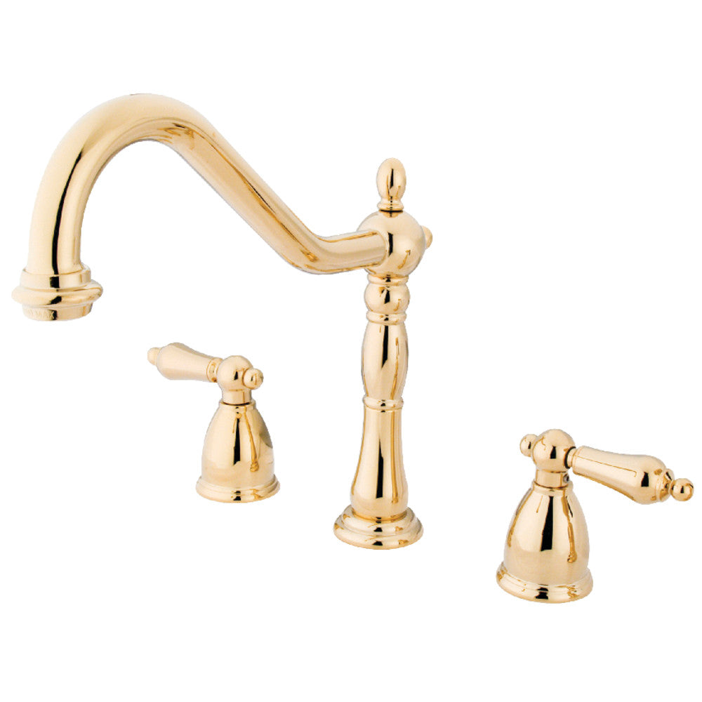 Heritage Widespread Kitchen Faucet in Polished Brass