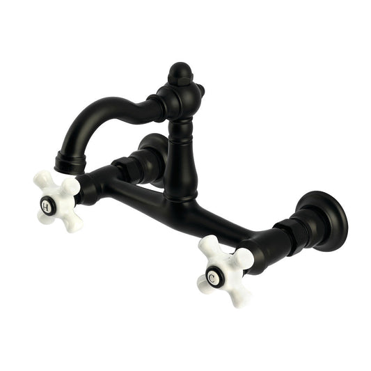 Vintage Wall Mount Kitchen Faucet in Matte Black