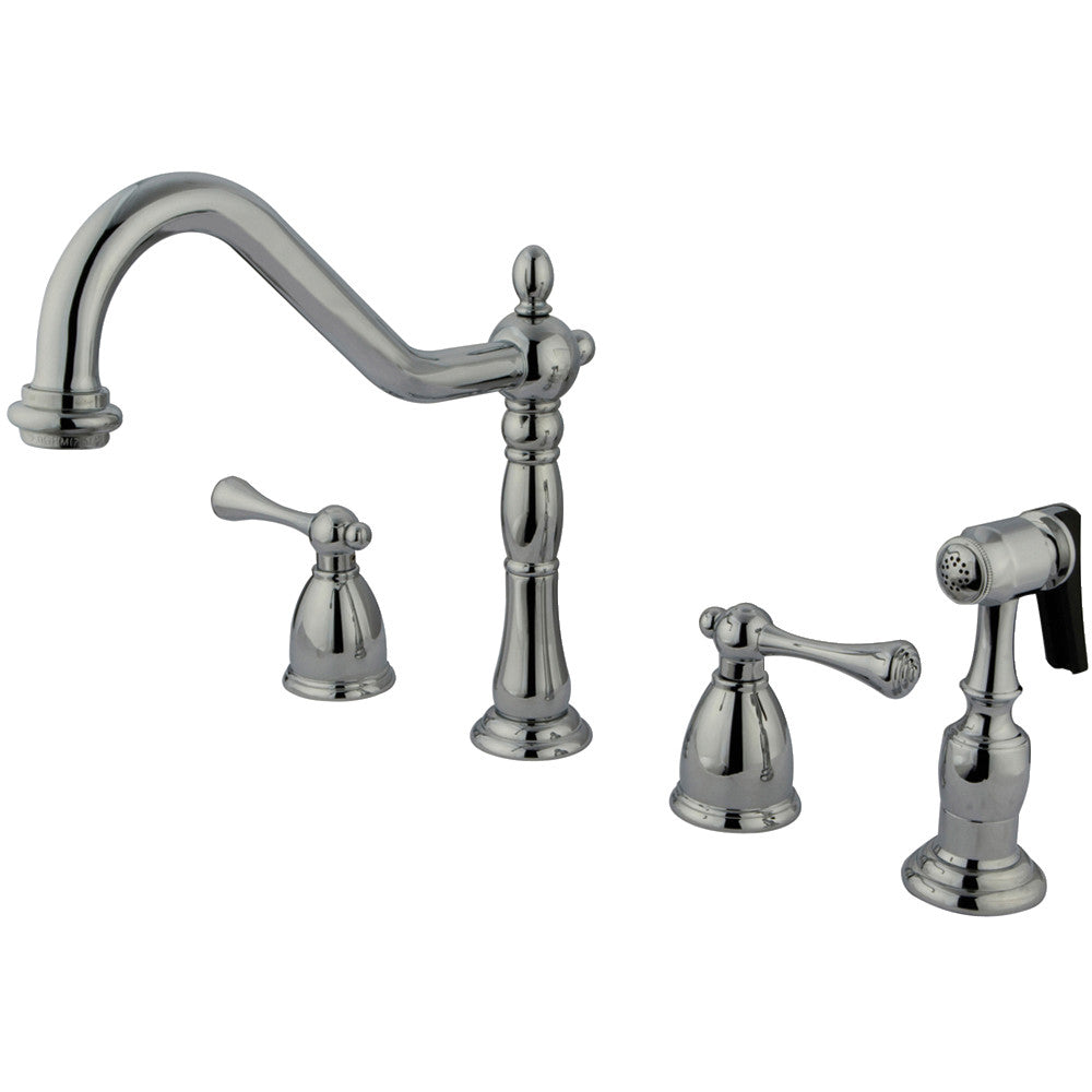 English Country Widespread Kitchen Faucet in Polished Chrome