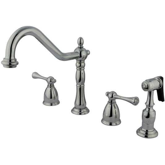 English Country Widespread Kitchen Faucet in Polished Chrome